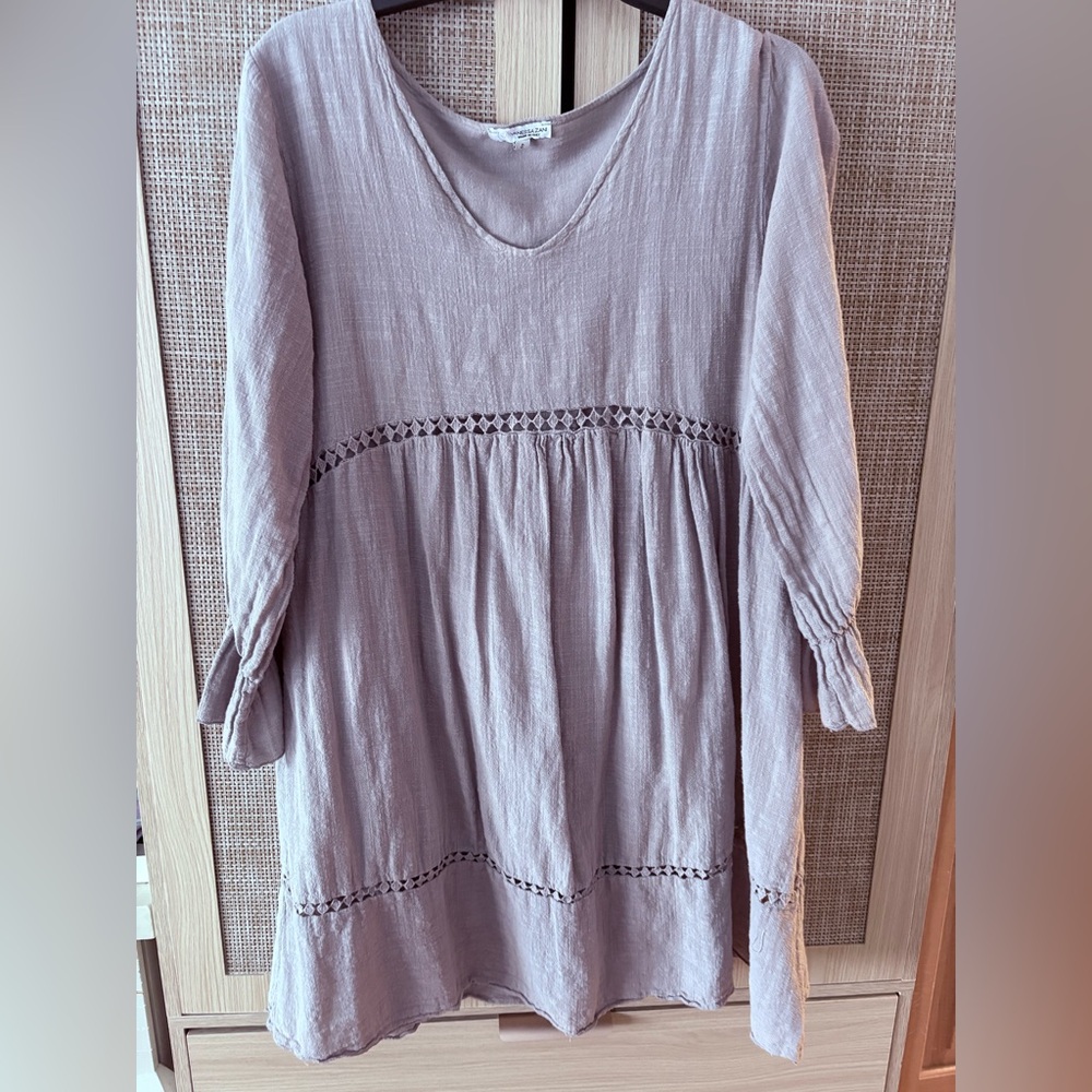 Vanessa Zani made in Italy cotton sand tan empire waist dress